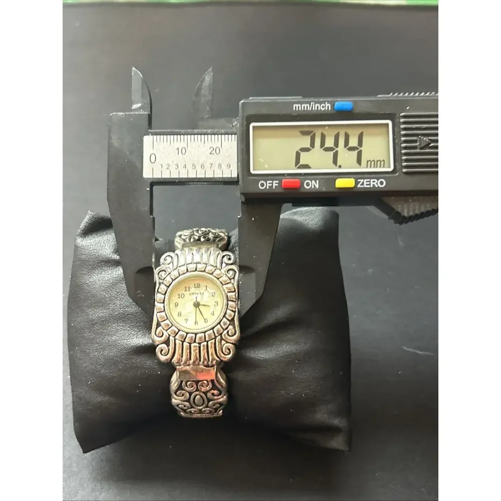 Geneva Silver Tone Women’s Cuff Watch